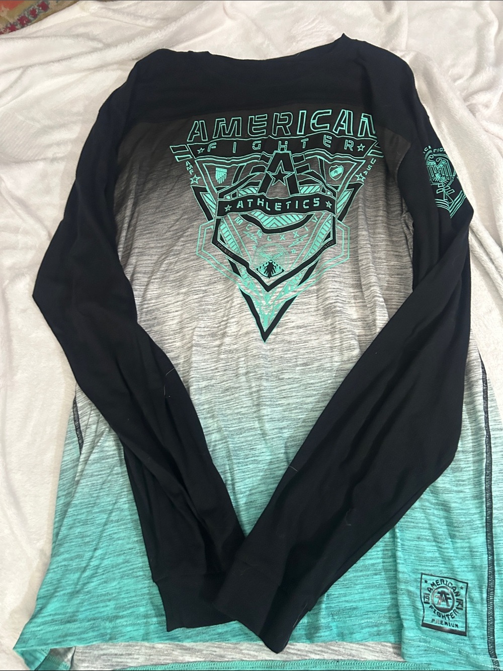 American Fighter Ombre Long Sleeve Tee - Black & Teal